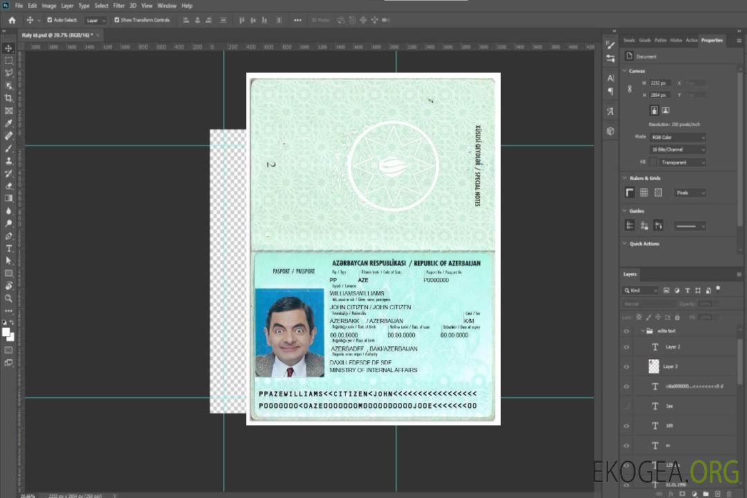 Passeport azerbaïdjanais version 2 template